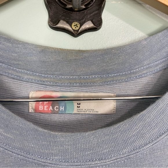 Free People Beach Havana Tee Dress Flowy Slouchy Maxi Ruffle Sz M Blue - Picture 4 of 7